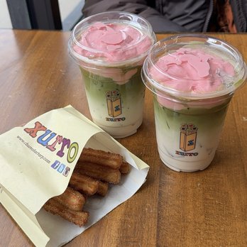 Xurro - Churritos & matcha with strawberry foam - Desserts Near Me - Chicago, Illinois Xurro - Churritos & matcha with strawberry foam - Desserts Near Me - Chicago, Illinois