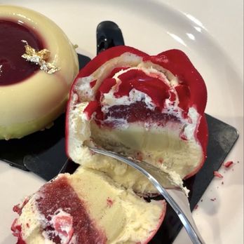 Bachour - Inside the rose mousse cake entremet - Bakeries Near Me - Coral Gables, Florida