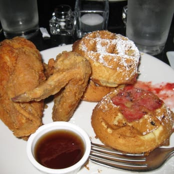 Melba's Restaurant - Fried chicken (white meat) & egg nog waffles w/strawberry butter - Southern Near Me - New York, New York