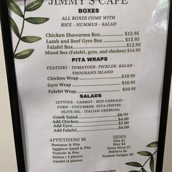 Jimmy's Cafe - menu - Wraps Near Me - Stanford, California