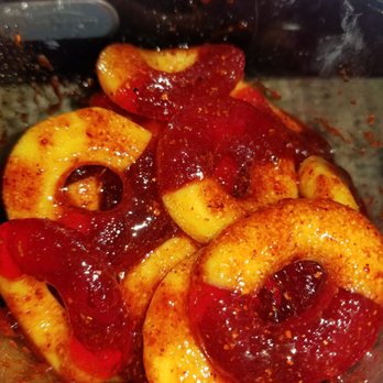 The Crazy Apple - Peach rings w chamoy - Ice Cream & Frozen Yogurt Near Me - Altadena , California The Crazy Apple - Peach rings w chamoy - Ice Cream & Frozen Yogurt Near Me - Altadena , California