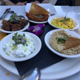 Happy Hour Mixed Apps Platter, all vegetarian. DELICIOUS.