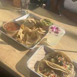 Baja tacos Family size chips, salsa and guacamole Margarita on the rocks Baja tacos Family size chips, salsa and guacamole Margarita on the rocks