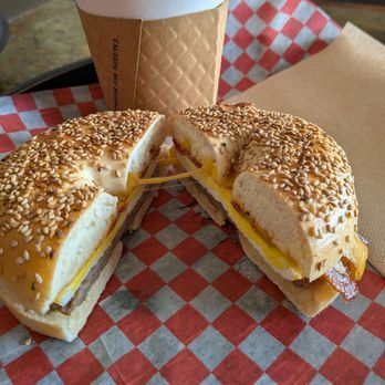 City Limits Bakery & Cafe - Southwest Banini (bagel panini) and a large 'cafe con leche' (espresso + steamed milk) - Bakeries Near Me - Nashville, Tennessee City Limits Bakery & Cafe - Southwest Banini (bagel panini) and a large 'cafe con leche' (espresso + steamed milk) - Bakeries Near Me - Nashville, Tennessee