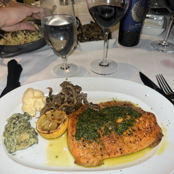 Ocean 44 - Fresh Basil Herb Rubbed Arctic Char*, Sautéed Wild Mushrooms, Fire Roasted Cauliflower, Creamed Spinach & Artichokespinach - Seafood Near Me - Scottsdale, Arizona Ocean 44 - Fresh Basil Herb Rubbed Arctic Char*, Sautéed Wild Mushrooms, Fire Roasted Cauliflower, Creamed Spinach & Artichokespinach - Seafood Near Me - Scottsdale, Arizona