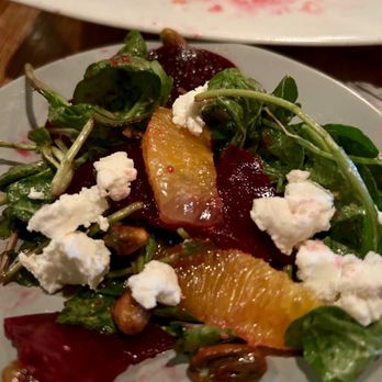 Petit Pois - Beet arugula salad with goat cheese - French Near Me - Charlottesville, Virginia