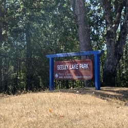 Seeley Lake Park - Park sign by the community center.
