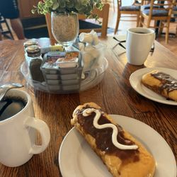 Chef Shell's Restaurant & Catering - Long John with cream filling and a cup of joe