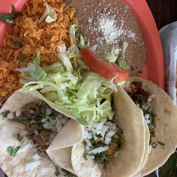 La Hacienda - Three taco plate - one pork, one chicken and one steak - Mexican Near Me - Ocala, Florida La Hacienda - Three taco plate - one pork, one chicken and one steak - Mexican Near Me - Ocala, Florida