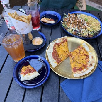 True Vegan - Fried chicken pasta salad, margarita pizza, and French fries. - Pizza Near Me - Delray Beach, Florida True Vegan - Fried chicken pasta salad, margarita pizza, and French fries. - Pizza Near Me - Delray Beach, Florida