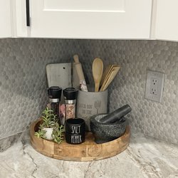 Homegoods - Saw this idea on Pinterest & I had to do it. All pieces bought here. Great idea to break up corners. Also change my outlets to grey. :)))