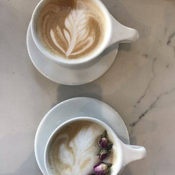 Classic Bakery - Regular latte and a rose pistachio latte - Cafes Near Me - Tysons, Virginia