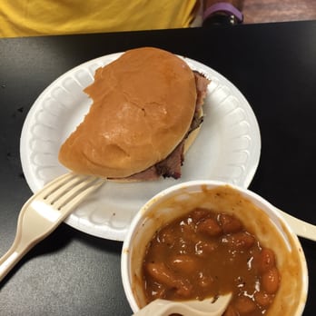 Smokey Mo's BBQ - Sliced beef brisket, beans. - American Near Me - Liberty Hill, Texas Smokey Mo's BBQ - Sliced beef brisket, beans. - American Near Me - Liberty Hill, Texas
