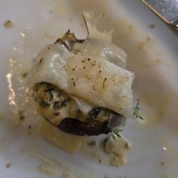 Tuscan stuffed mushrooms-- they could have been cooked a couple minutes longer a bit "al dente" but otherwise delicious.