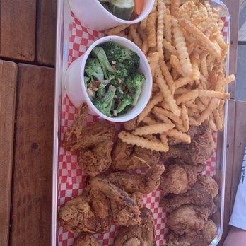 BirdHouse - 1/2 and 1/2 platter (wings & legs) broccoli and sweet pickle/carrot side. - Chicken Shop Near Me - Page, Arizona