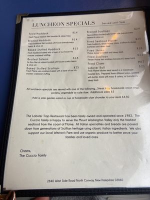 Menu photo 2 Lobster Trap North Conway, NH