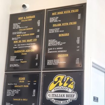 Al's Beef - Menu as of July 2023 - Sandwiches Near Me - Chicago, Illinois