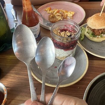 South Bar & Kitchen - Why three different spoons for the Greek yogurt? - Cajun/Creole Near Me - Pompano Beach, Florida South Bar & Kitchen - Why three different spoons for the Greek yogurt? - Cajun/Creole Near Me - Pompano Beach, Florida