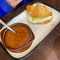 Boston Coffeehouse - Chicken Salad Croissant and Chili