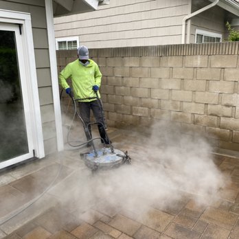 KC Power Clean - Steam power wash on a back patio - Pressure Washers Near Me - Brea, California