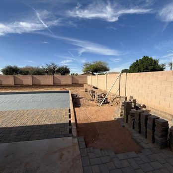 Arizona Turf Professionals - In-Work; Fill dirt + leveling, pavers, retaining wall and turf prep. - Artificial Turf Near Me Arizona Turf Professionals - In-Work; Fill dirt + leveling, pavers, retaining wall and turf prep. - Artificial Turf Near Me