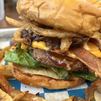 Maggie's R&R - Triple B; Bacon Brisket Burger - American Near Me - Fort Worth, Texas Maggie's R&R - Triple B; Bacon Brisket Burger - American Near Me - Fort Worth, Texas