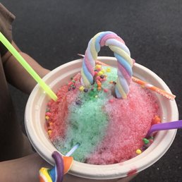 Shaved ice with unicorn topping Shaved ice with unicorn topping