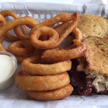 Moo Moo's Burger Barn - Reuben w/ onion rings. - Burgers Near Me - Lodi, California