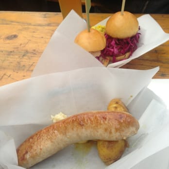 Biergarten - Bratwurst with curried potatoes - German Near Me - San Francisco, California