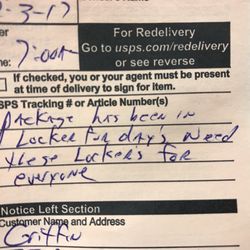 US Post Office - Got this sassy note from my mailperson so I'm here to pick up whatever parcel was delivered to me.