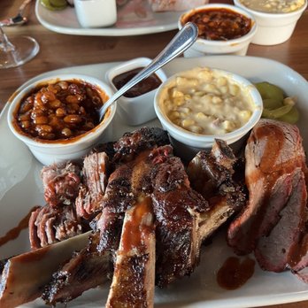 Jack Stack Barbecue - Lenexa - KC Combo 3 Meats Dinner  Beef Brisket (Sliced) Beef Burnt Ends Beef Ribs Cheesy Corn Bake Hickory Pit Beans - Barbeque Near Me - Lenexa, Kansas