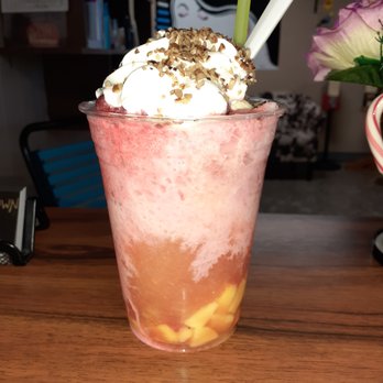 Marquez Snow Cone - a strawberry and ice cream sundae - Shaved Ice Near Me - Harlingen, Texas