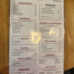 K-Bob's Steakhouse - Menu