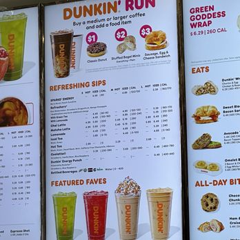 Dunkin' - Menu 5.6.2024 - Coffee & Tea Near Me - Milpitas, California