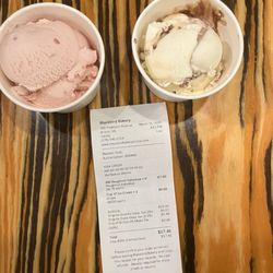 Blackbird Bakery - Our two ice creams that we bought, along with our receipt.