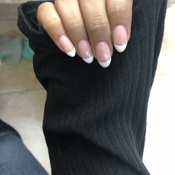 Wheatley Beauty - Acrylic almond shape nails with French tip. - Nail Salons Near Me - Greenvale, New York