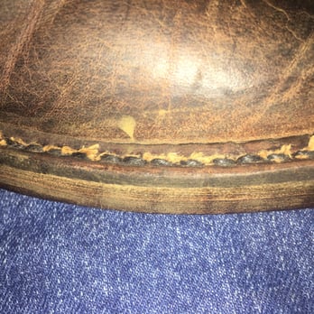Shoe Magic - What you see is the old stitching that he didn't remove and then went right over the top. Looks like crap. - Shoe Repair Near Me - Shelbyville, Kentucky Shoe Magic - What you see is the old stitching that he didn't remove and then went right over the top. Looks like crap. - Shoe Repair Near Me - Shelbyville, Kentucky