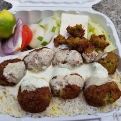 Taste of Persia - Falafel over rice. $9. Good food. Generous portion.