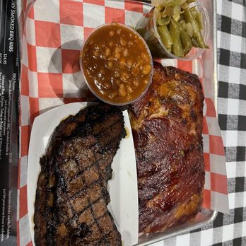 Collierville Commissary - 2 meat combo - ribs and brisket with green beans and beans - Barbeque Near Me - Collierville, Tennessee Collierville Commissary - 2 meat combo - ribs and brisket with green beans and beans - Barbeque Near Me - Collierville, Tennessee