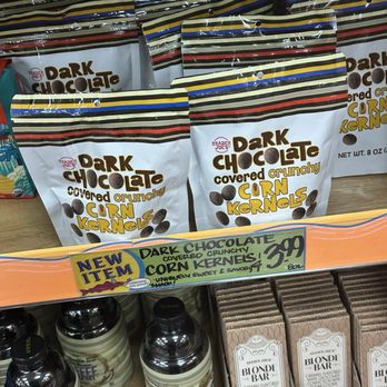 Trader Joe's - Dark Chocolate Covered Crunchy Corn Kernels 8z $3.99 - Grocery Near Me - Long Beach, California