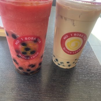 No 1 Boba Tea - Strawberry watermelon with boba and ORIGINAL MT WITH BOBA - Bubble Tea Near Me - Las Vegas, Nevada