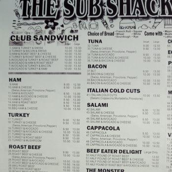 Sub Shack No 12 - Left side of the paper menu. - Sandwiches Near Me - Fountain Valley, California Sub Shack No 12 - Left side of the paper menu. - Sandwiches Near Me - Fountain Valley, California