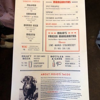 Mojo's Tacos - Franklin - Bar menu - Tacos Near Me - Franklin, Tennessee Mojo's Tacos - Franklin - Bar menu - Tacos Near Me - Franklin, Tennessee