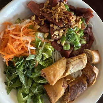 Saigonese Oc Lau & More - C8 Grilled Pork and Fried Spring Rolls with Vermicelli - Vietnamese Near Me - Orlando, Florida Saigonese Oc Lau & More - C8 Grilled Pork and Fried Spring Rolls with Vermicelli - Vietnamese Near Me - Orlando, Florida