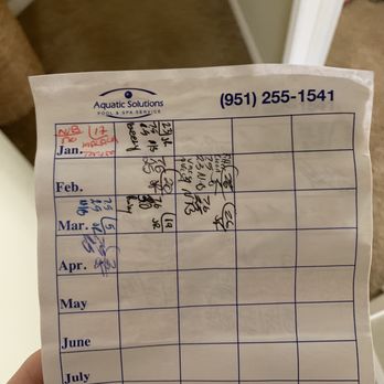 Aquatic Solutions - Only coming half the time- each square should have been full. We pay for every week, full service. - Pool & Hot Tub Service Near Me - Riverside, California