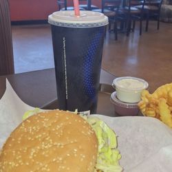 Deli Yogurt Delight - Cheese burger and frys, & M. Drink