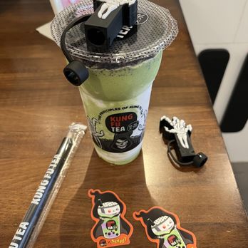Kung Fu Tea - Spooky slush with the limited gifts (we had two drinks). - Coffee & Tea Near Me - Germantown, Maryland