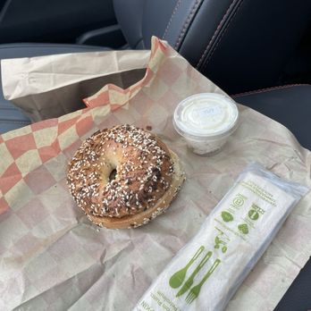 Happy Monday - Everything bagel with garlic herb cream cheese - Coffee & Tea Near Me - Roseville, Minnesota