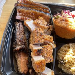 3 Meats Bento Box: brisket, char siu, siu yuk 3 Meats Bento Box: brisket, char siu, siu yuk