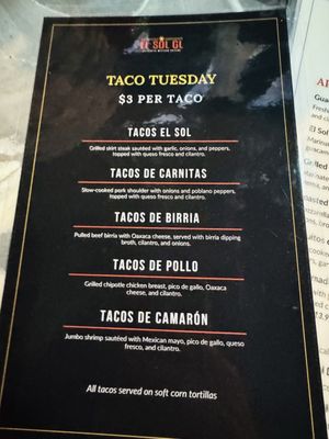 Menu photo 2 El Sol GL Mineola, NY